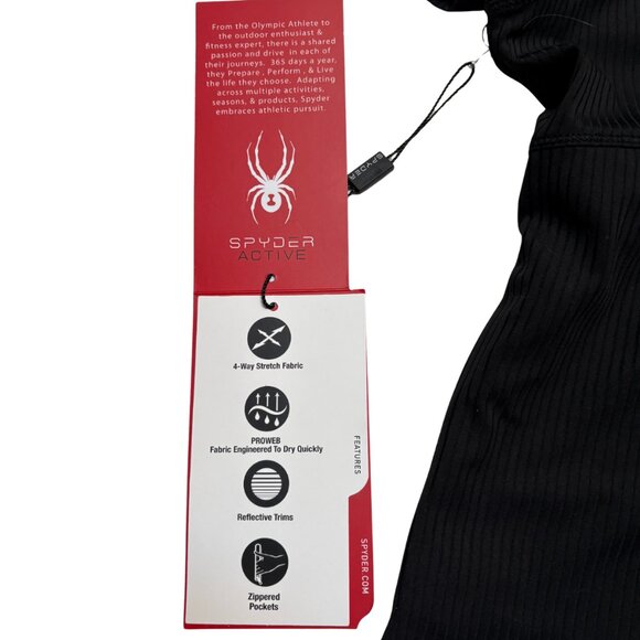 SPYDER ACTIVE Ribbed Ottoman Short Sleeve Crew Neck Top - Black - Small - NWT - Picture 7 of 10